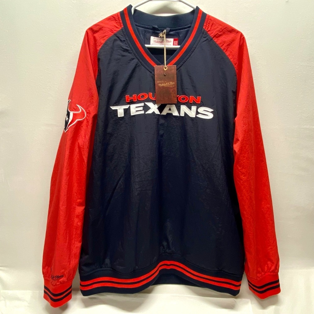 Houston Texans NFL Jacket Large Navy LS LW Pullover Football Throwback M & N NWT